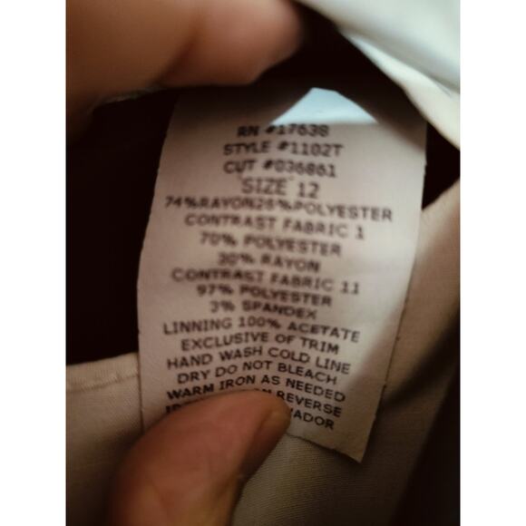 3398)Vtg 80s Miss Dorby Green White Attached Embroidery Vest 3/4 Sleeve Dress 12 - Picture 11 of 11